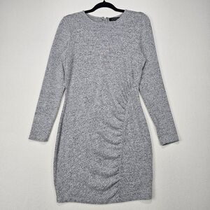 Dynamite Long Sleeve Sweater Dress Heathered Grey, Size Medium